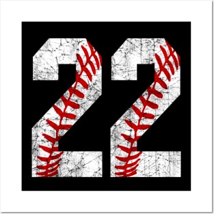 Vintage #22 Baseball Laces Baseball Mom Jersey Love Baseball T-shirt Posters and Art